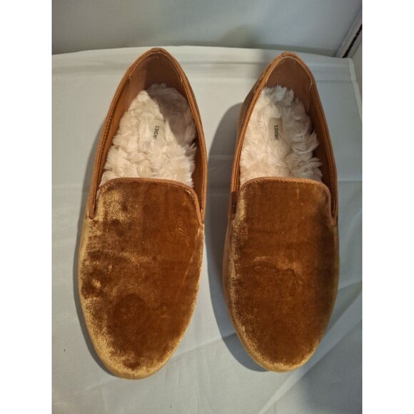 Birdies Shoes - BIRDIES Starling Slipper Flat In Amber Velvet Fauz fur Lined Women's Shoes 7.5